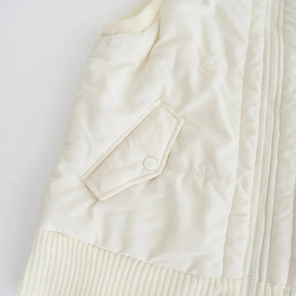 Vintage b.u.m. equipment Cream Zip Up Puff Vest Size  Large - Picture 7 of 10